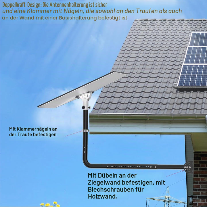 Verstellbare Antennen-Wandhalterung mit 90-Grad-Ellenbogen, Verlängerungsrohr und Befestigungsmutter
