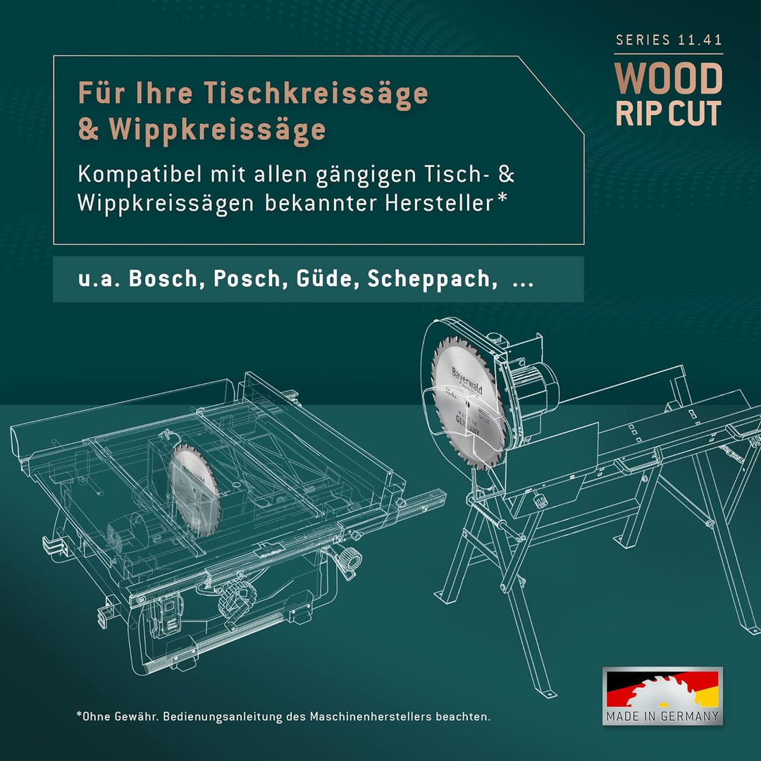 Bayerwald - HM Kreissägeblatt - Ø 550 mm x 4 mm x 30 mm | Langschnitt Flachzahn (36 Zähne) | präzise