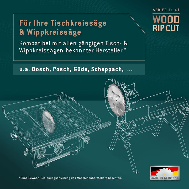 Bayerwald - HM Kreissägeblatt - Ø 200 mm x 2,8 mm x 30 mm | Langschnitt Flachzahn (12 Zähne) | präzi
