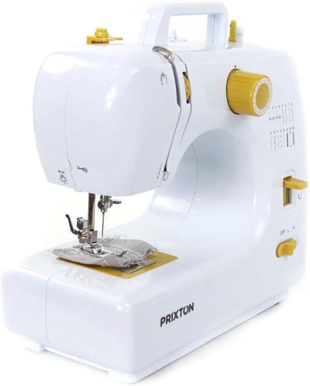 PRIXTON - Tragbare Nähmaschine P120 - Schublade für Zubehör - Integrierte Lampe - 16 Arten von Muste