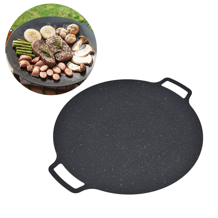 TOPINCN BBQ-Grillpfanne, Koreanische BBQ-Grillpfanne, Eisen-Antihaftbeschichtung, Runde Grillplatte,