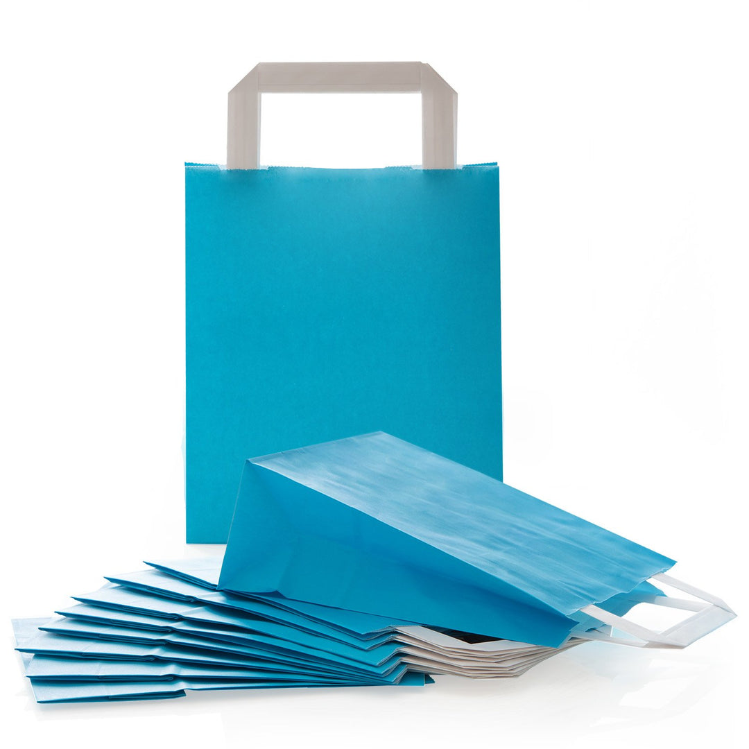 Logbuch-Verlag 50 kleine blaue Geschenktüten aus Papier Papiertüten zum Geschenke verpacken 18 x 8 x