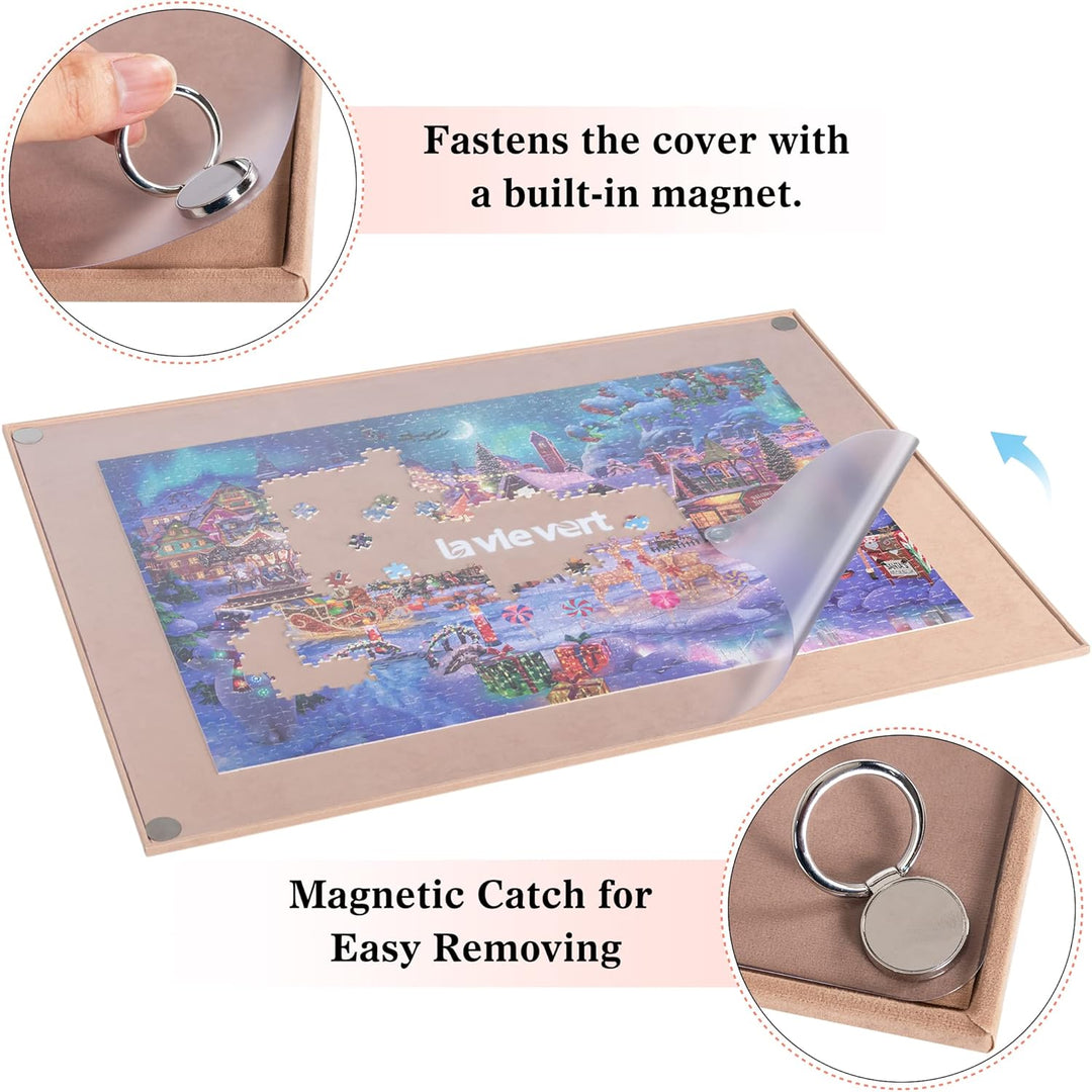 Lavievert tragbares Puzzle Brett aus Holz mit staubdichter Abdeckung, Puzzlematte, Puzzle Aufbewahru