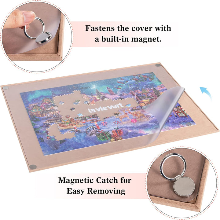 Lavievert tragbares Puzzle Brett aus Holz mit staubdichter Abdeckung, Puzzlematte, Puzzle Aufbewahru