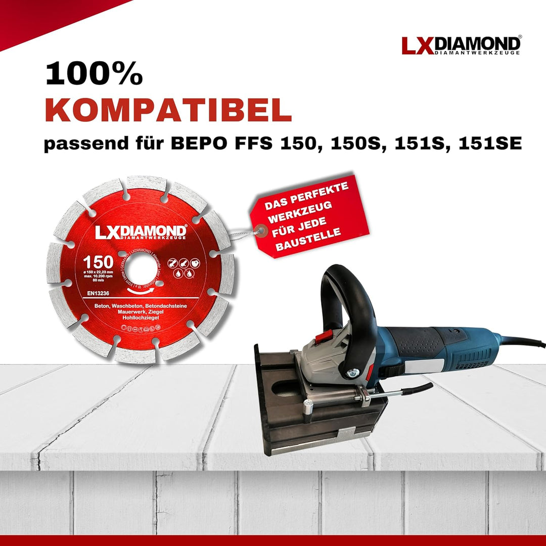 LXDIAMOND 3x Diamant-Trennscheibe 150mm - Diamantscheibe passend für Bepo FFS 150 151 Montagefräse F