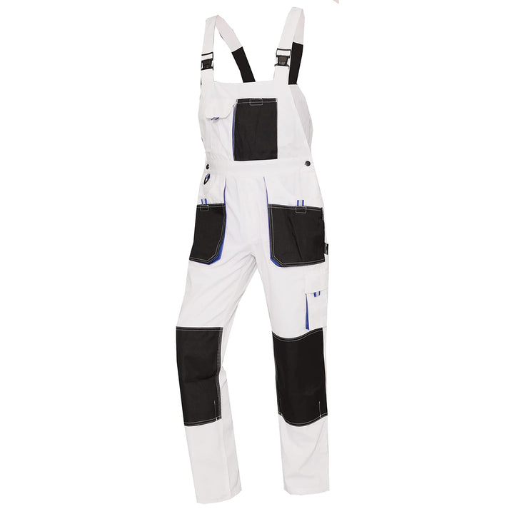 WORK IDEA Herren-Arbeitslatzhose mit Oxford-Knietaschen; strapazierfähige Leinwand Weiss M, Weiss M