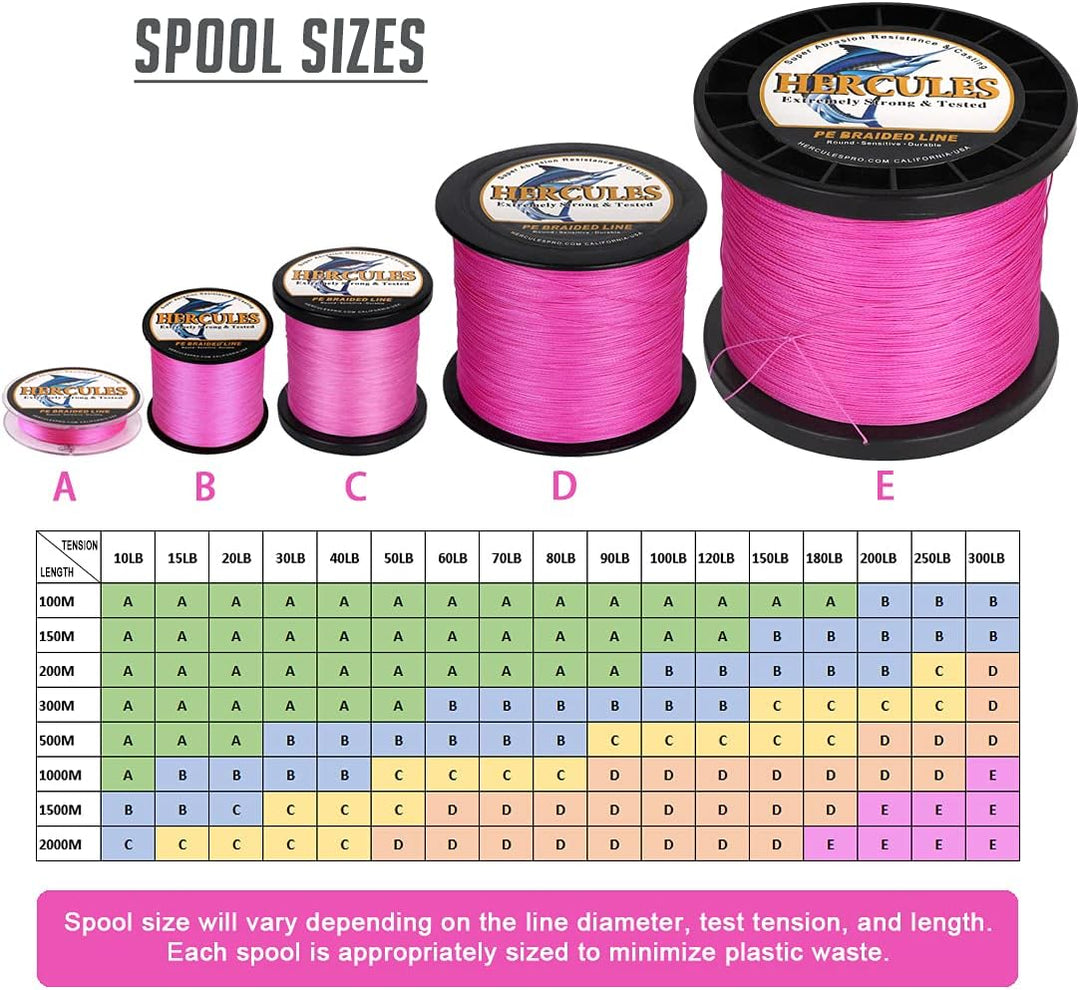 HERCULES Super Cast 100m - 2000m Yards Geflochtene Angelschnur 10lb - 300lb Test für Salzwasser Süss