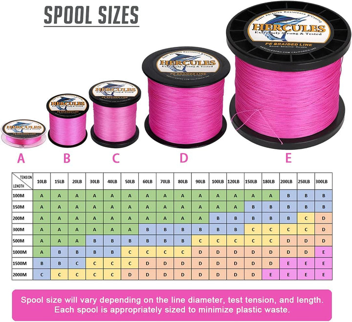 HERCULES Super Cast 100m - 2000m Yards Geflochtene Angelschnur 10lb - 300lb Test für Salzwasser Süss