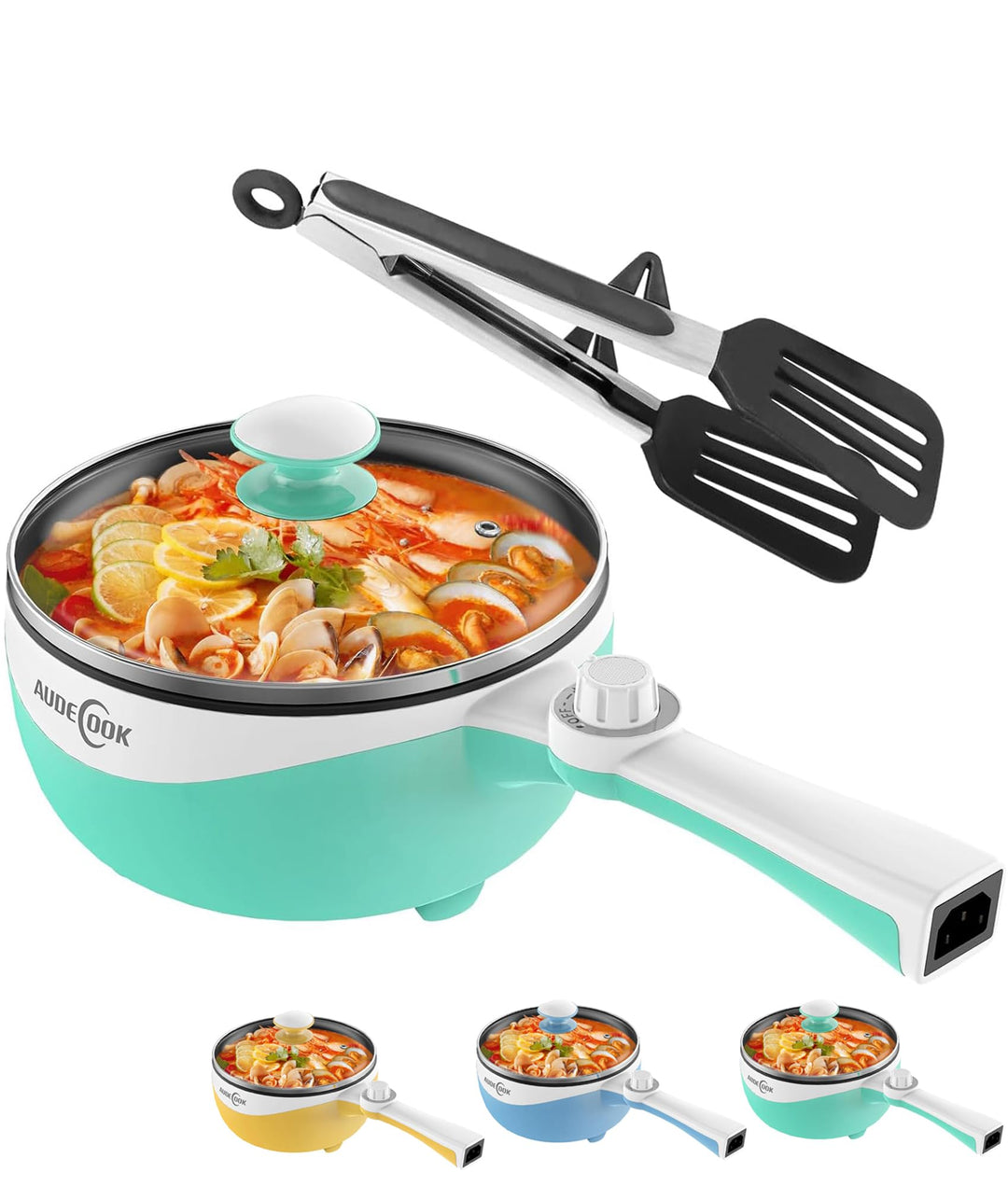 Audecook Electric Pot, 1.7L Elektrische Bratpfanne Travel Portable Pot, Mini Electric Skillet for Do