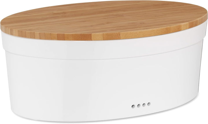 kela Keramik Brotkasten mit Lüftungslöcher 36,5x23,5x14cm, Brotbox Keramik, SALENA, Brottopf weiss,