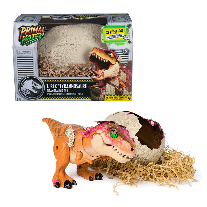 Primal Hatch, Jurassic World, Interaktiver T-Rex im Ei, 100+ Soundeffekte und Reaktionen, Spielzeug