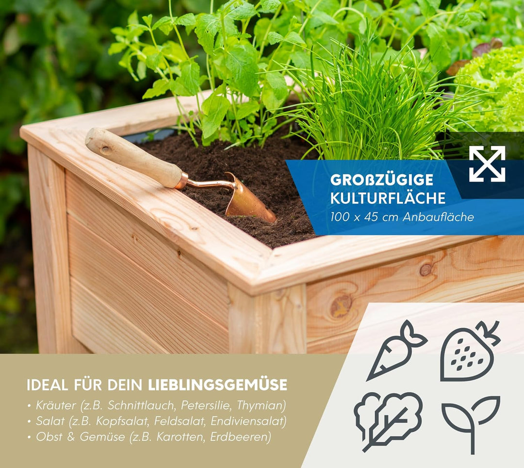 WESTMANN Hochbeet Emily aus Lärchenholz | 120x65x75 cm Natur | Kräuterbeet für den Aussenbereich | S