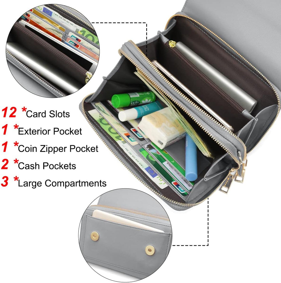 REETEE Handytasche Zum Umhängen Leder Damen Kleine Umhängetasche RFID Schutz Geldbörse Damen,Crossbo