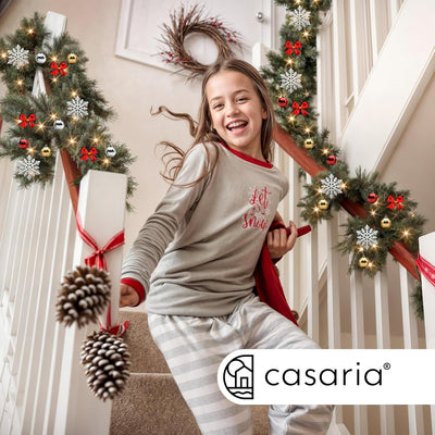 Casaria Weihnachtsgirlande mit Beleuchtung Deko 10m 160 LEDs Beleuchtet Innen Aussen Grün Weihnachts