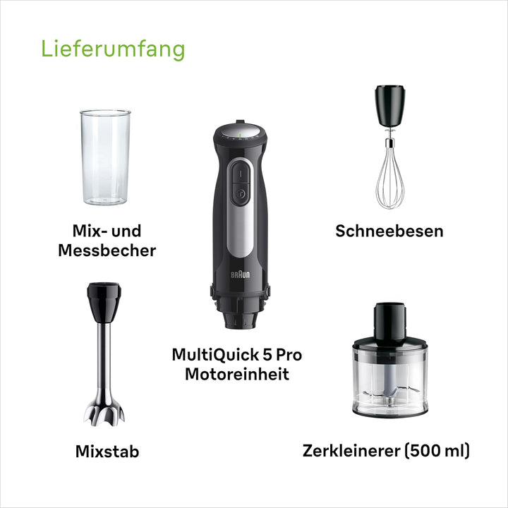 Braun MultiQuick 5 Pro MQ55236M, Stabmixer mit 25 Geschwindigkeiten, EasyClick Plus System für Zubeh