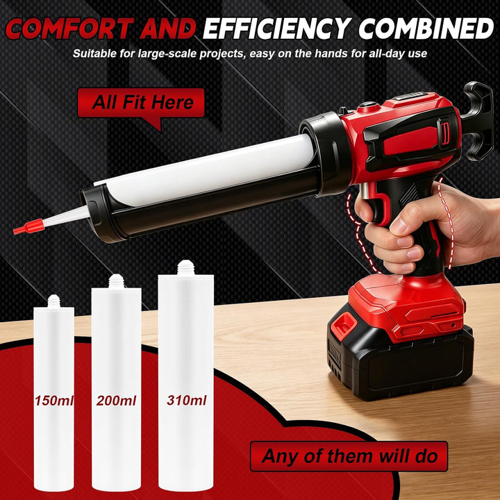 Akku Kartuschenpresse für Milwaukee 18V, Anti-Tropf-Funktion &amp; LED-Licht, 4-stufige Geschwindigkeits