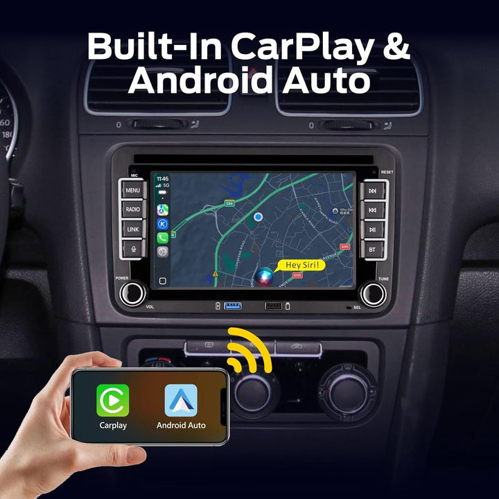 Autoradio Plug und Play Kompatibel für VW Golf 5 6 Passat Polo RCD330 mit kabelloses CarPlay Android