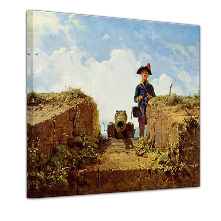 Bilderdepot24 Bild auf Leinwand | Carl Spitzweg Der strickende Vorposten in 80x80 cm als Wandbild |