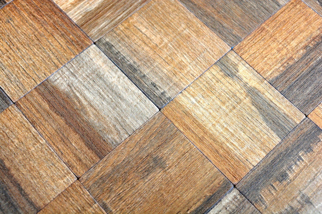 Mosaik Fliesen Mosaikfliesen Metallmosaik Kachel braun Holzoptik matt Küchenfliese WC Fliesenspiegel