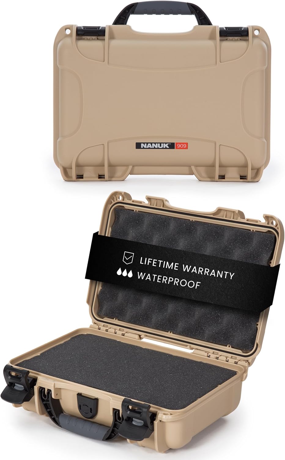 Nanuk 909 Wasserdichter Hartschalenkoffer Mit Plüschschaumeinlage - Braun Tan Würfelförmiger Schaums