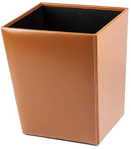 DELMON VARONE - Papierkorb aus Cambridge Top Grain Leder braun, Papiermülleimer für Büro, Schreibtis