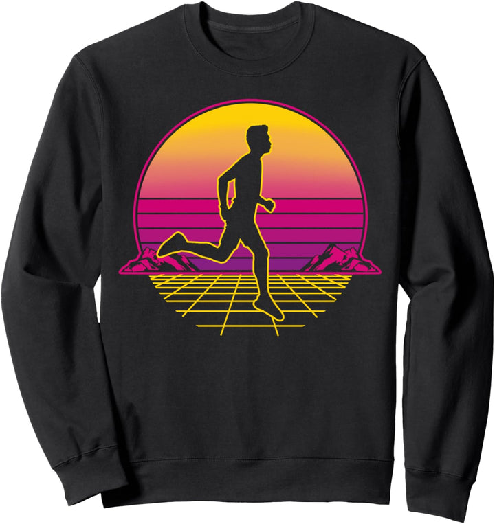 Joggen Jogger Läufer Marathon Retro Vintage Sunset Geschenk Sweatshirt