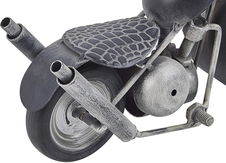 Beliani Dekorative Tischuhr im modernen Design Motorradform schwarz Berno