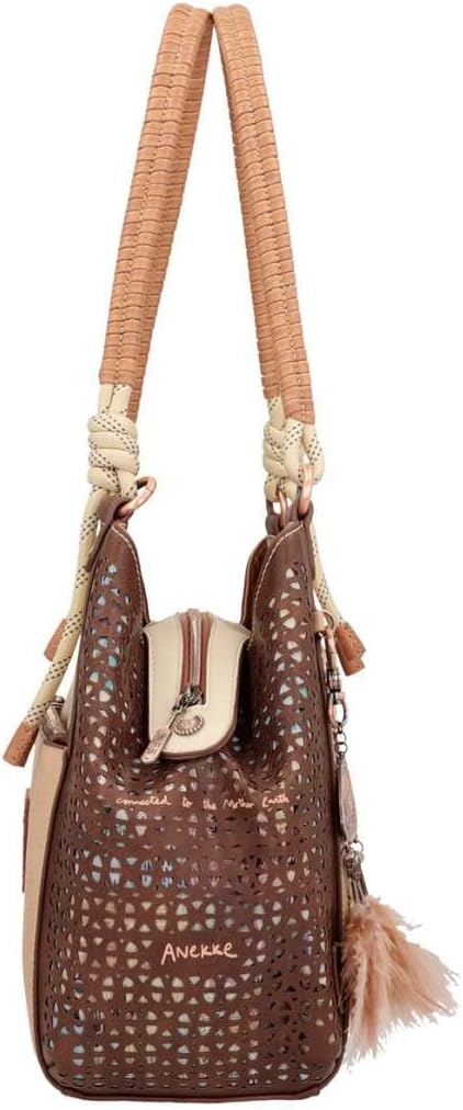Anekke Damen Tote Tasche Geflochtene Griffe Shopper, bunt
