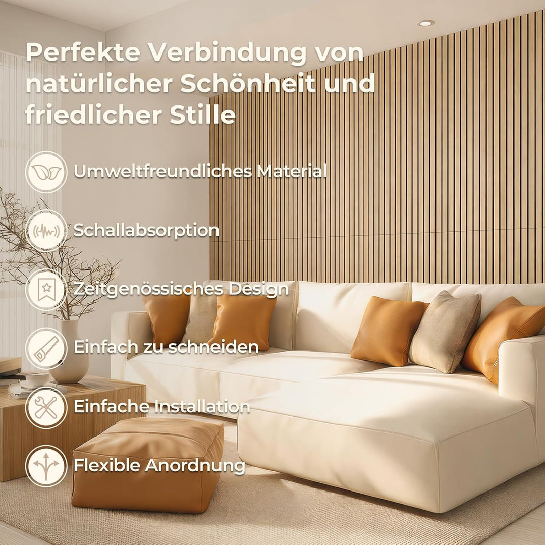 Akustikpaneele 120x60x2,1 cm, Ohuhu 4 Stück Schallschutzplatten in Holzoptik, Modernes Wandpaneel mi
