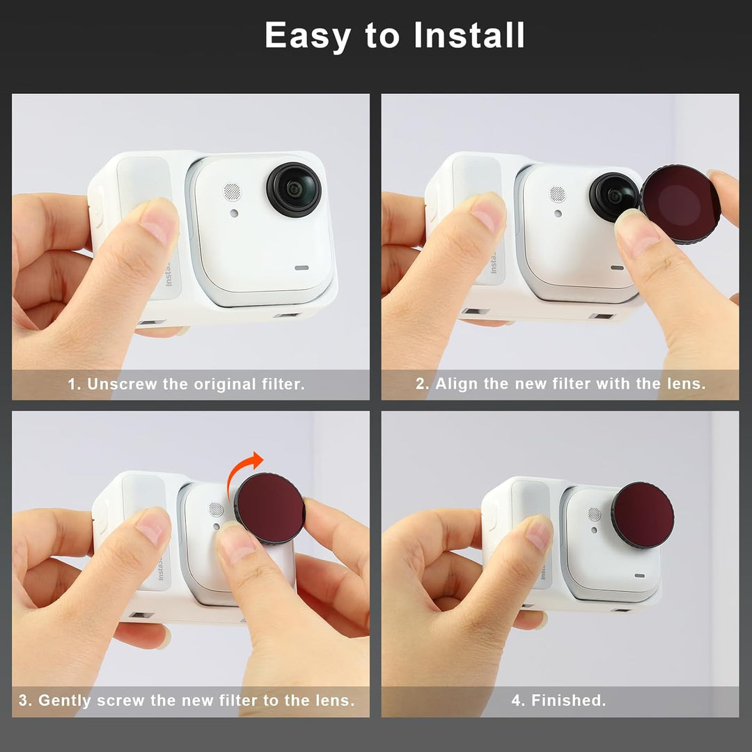 Haoge Objektivfilter-Set für Insta360 GO Ultra, inkl. CPL, Black Diffusion 1/4, ND8 und Displayschut