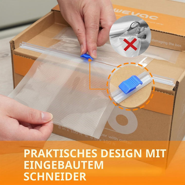 Wevac Profi- Vakumierfolienrolle 20x4500cm Vakuumierbeutel Rolle für Lebensmittel, BPA-frei, Vacuumi