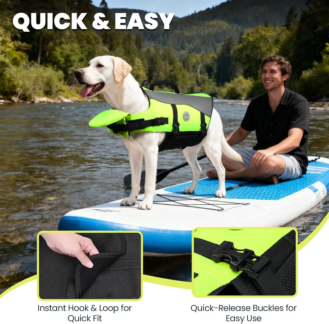 VIVAGLORY Front Float Schwimmweste Hund, Hundeschwimmweste für Bootfahren, Schwimmweste with Kopfstü