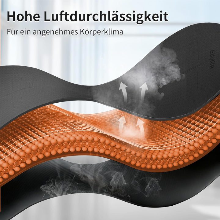 Yogamatte aus ECO Naturkautschuk & Hhautfreundlichem TPE, Extrem Rutschfest, Ausrichtungslinien, Ein