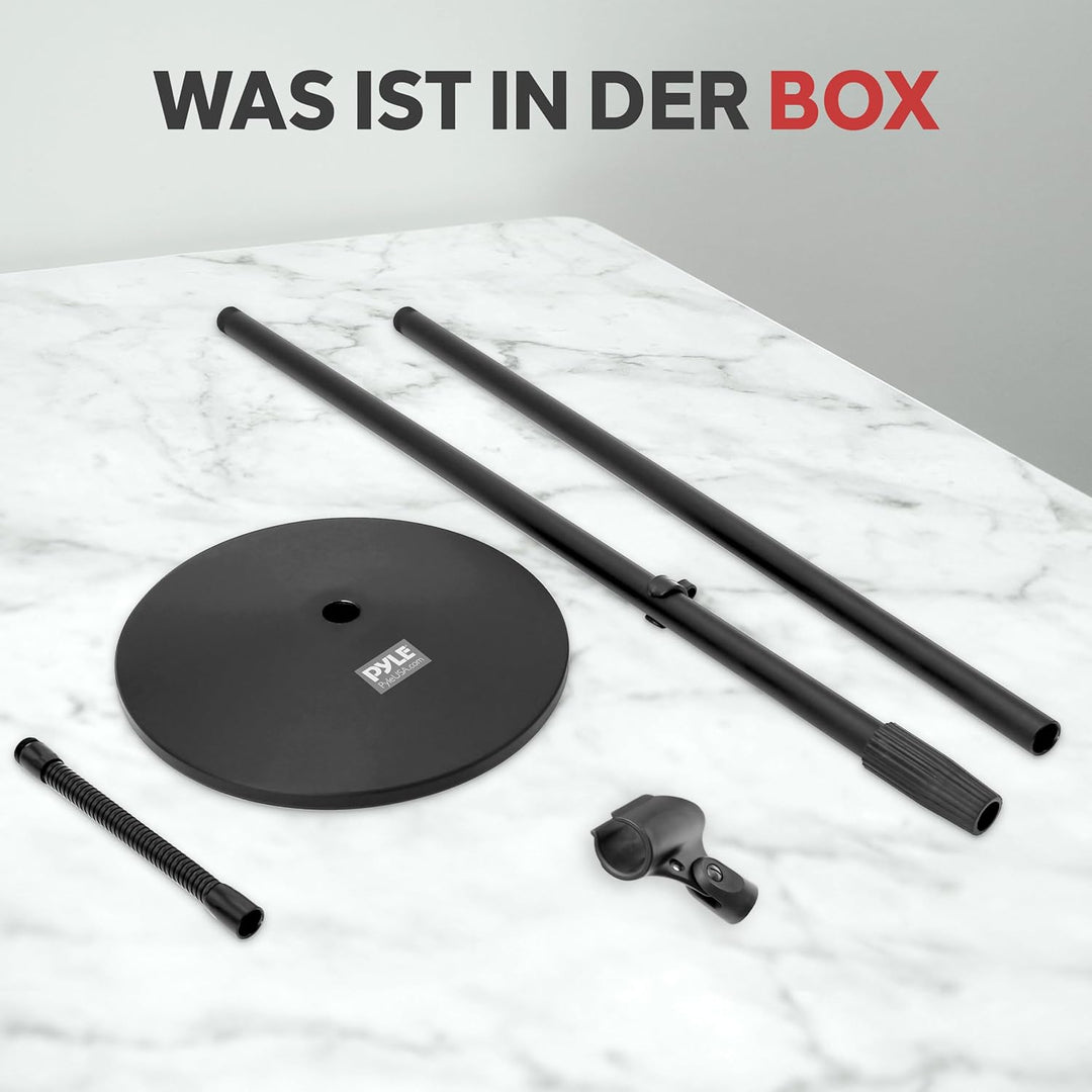 Pyle Mikrofonständer mit Schwanenhals & Rundfuss – Höhenverstellbares Mikrofonstativ 80–152 cm mit 5