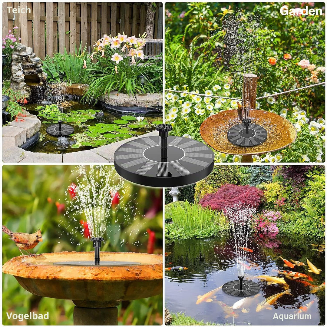 AISITIN 2PCS Solar Springbrunnen für Aussen Upgrade, DIY Solar Teichpumpe Fontäne mit 6 Sprüh Effekt