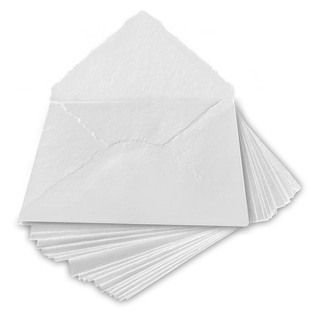 Wanderings Weisse Papierumschläge - Handgemachte Umschläge Mit Rauer Kante - 25 Stück - Für Grusskar