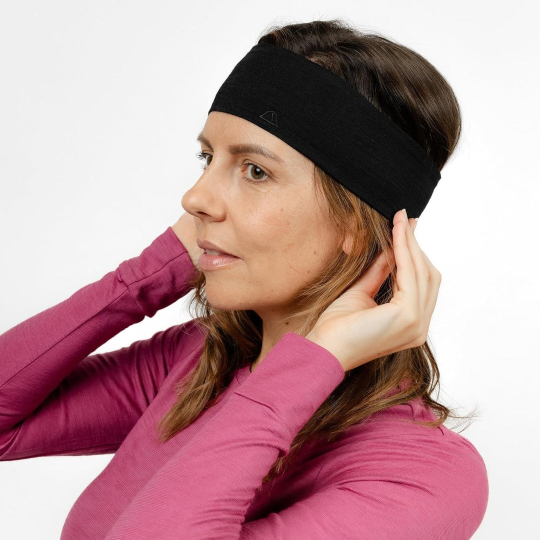 Premium Merino Stirnband Unisex Schwarz/One Size | Made in Europe Schwarz 1 stück (1er Pack), Schwar