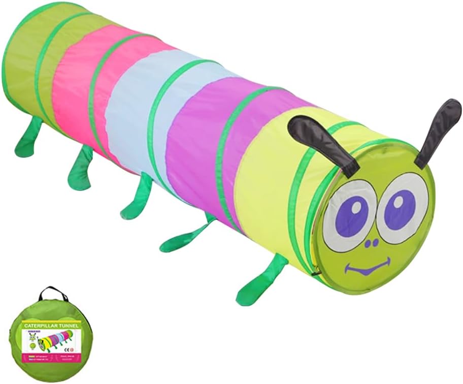 WDKXCN Tunnel Kinder, Spieltunnel für Kinder, 46 x 180 cm Faltbar Krabbeltunnel Outdoor, Farbe Spiel