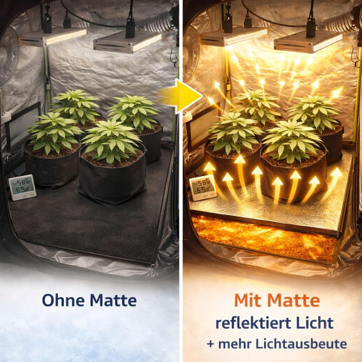 Weedness Grow Isoliermatte 100 x 100 cm für Growboxen &amp; Pflanzen - Indoor Anbau Grow Heizstrahler Sc