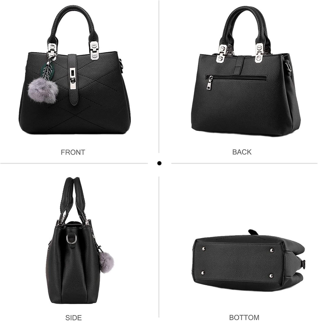 NICOLE & DORIS 2024 Neue Frauen Tasche Damen Leder Handtasche Mode Umhängetasche Mit Pompon abnehmba