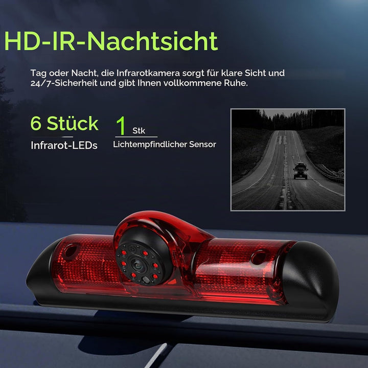 CAMECHO Bremsleuchte Rückfahrkamera HD Nachtsicht IP67 Wasserdichter Kamera für FIAT Ducato Peugeot