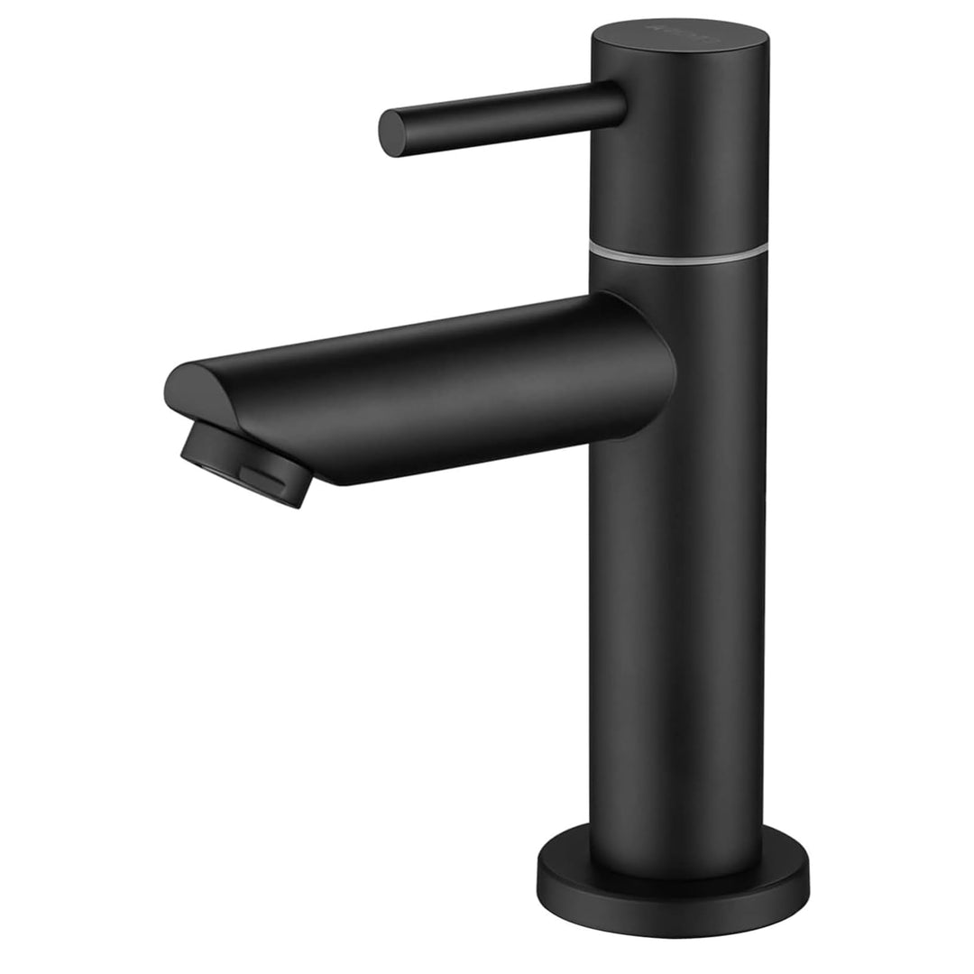 CECIPA Kaltwasserhahn Schwarz mit Ersatz-Bubbler, Waschtischarmatur mit Auslauf Höhe 93.4 mm für Gäs