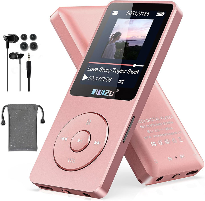 32GB MP3 Player mit Bluetooth 5.3, Ultraleicht (30 Gramm), bis zu 80 Stunden Akkulaufzeit, 1.8-Zoll-