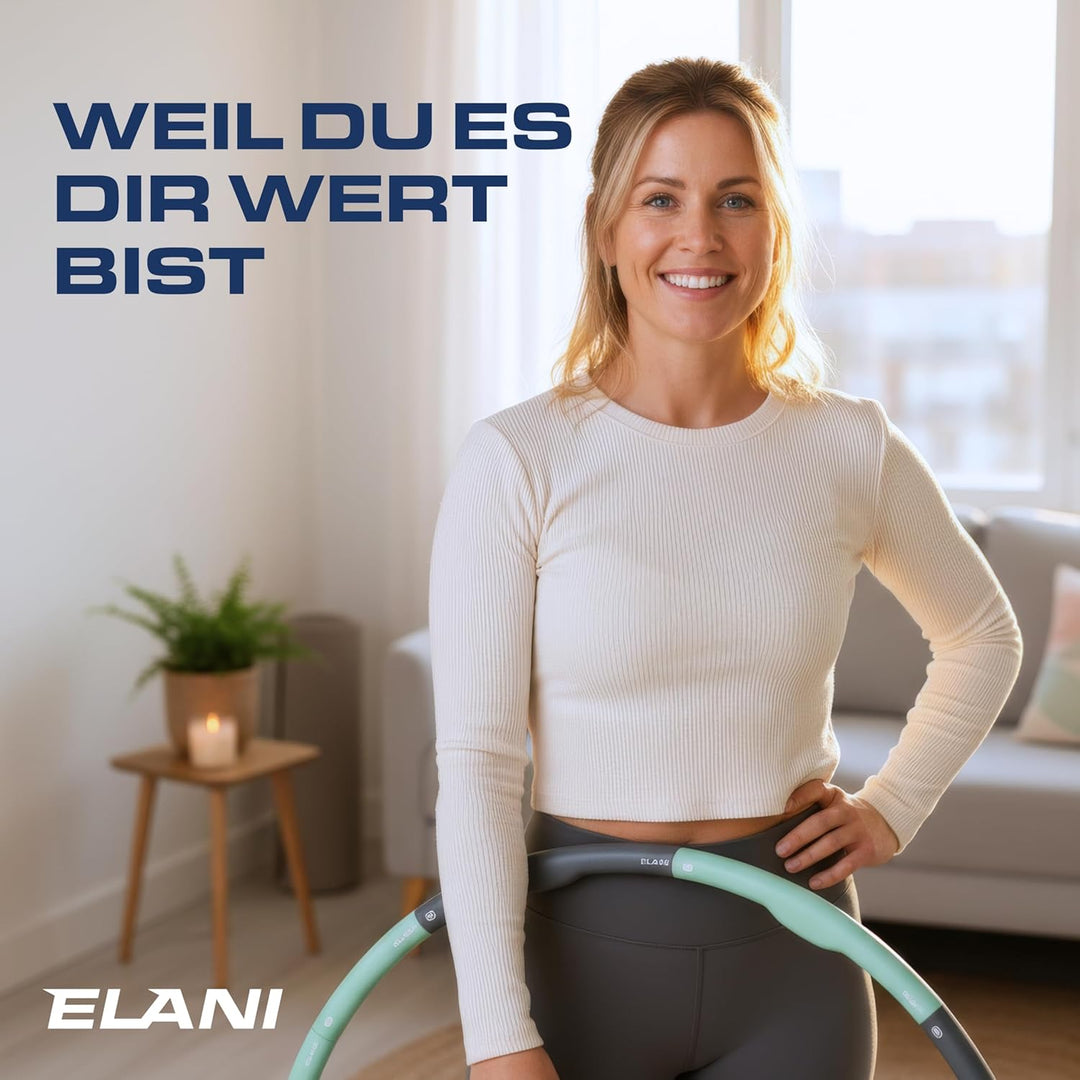 ELANI Hula Hoop Reifen Erwachsene - 90cm Durchmesser, mit Wellenform und Trainingsguide, indiv. anpa
