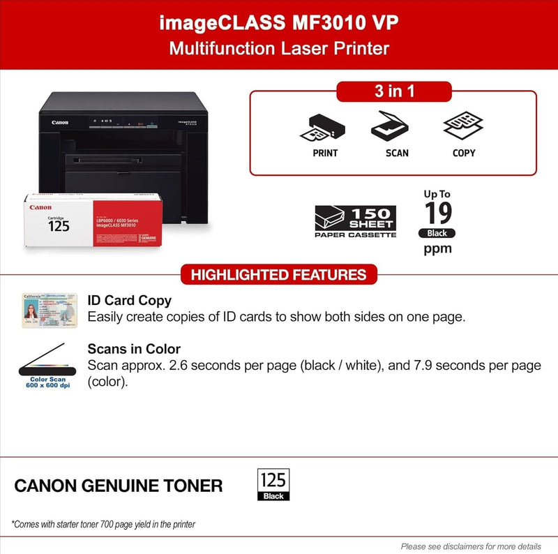 Canon Spausdintuvas Laser I-SENSYS MFP Mono MF3010 Bundle 2 x CRG725