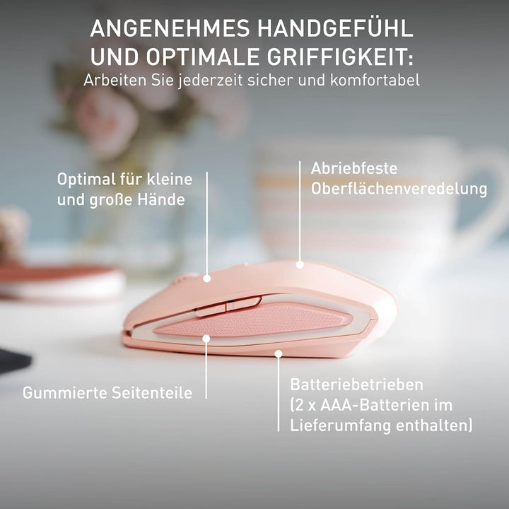 CHERRY GENTIX BT, kabellose Bluetooth Maus, Multi-Device Funktion für bis zu 3 Endgeräte, umschaltba