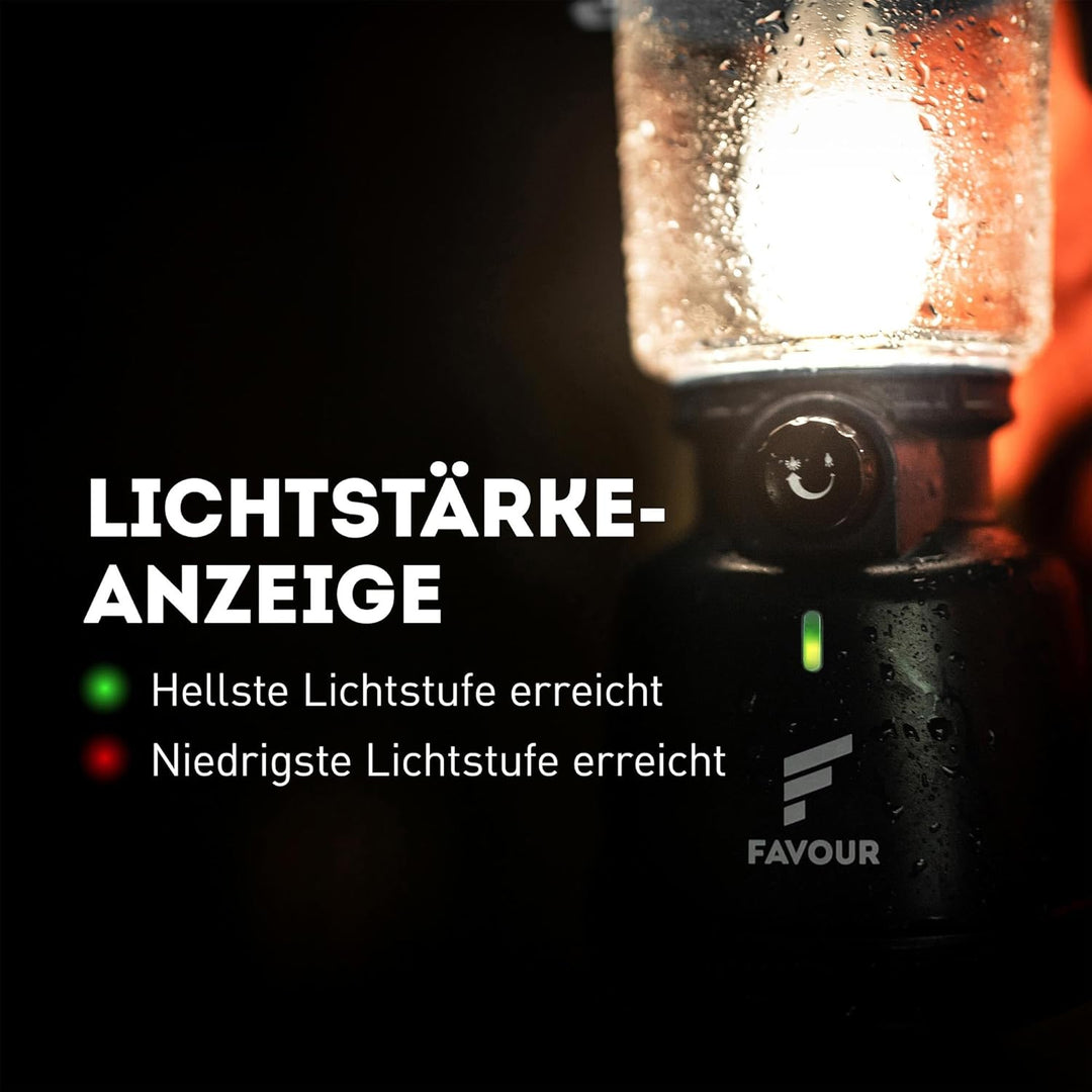 Favour Retro LED Laterne Outdoor | Helle Campinglampe, dimmbar, Kerzenlichtmodus | LED Lampe Akku au