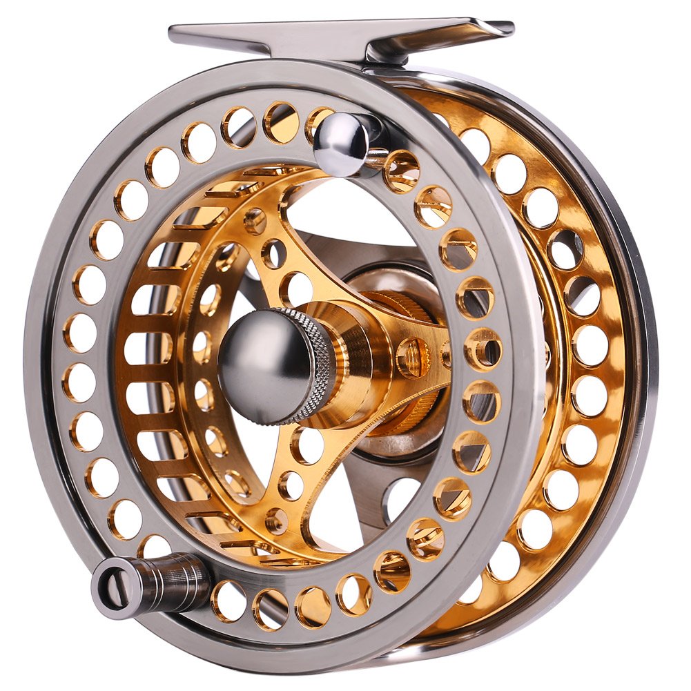 Sougayilang Angelrolle für Fliegenfischen, gross, 2 + 1 BB mit CNC-gefrästem Gehäuse und Spule aus A