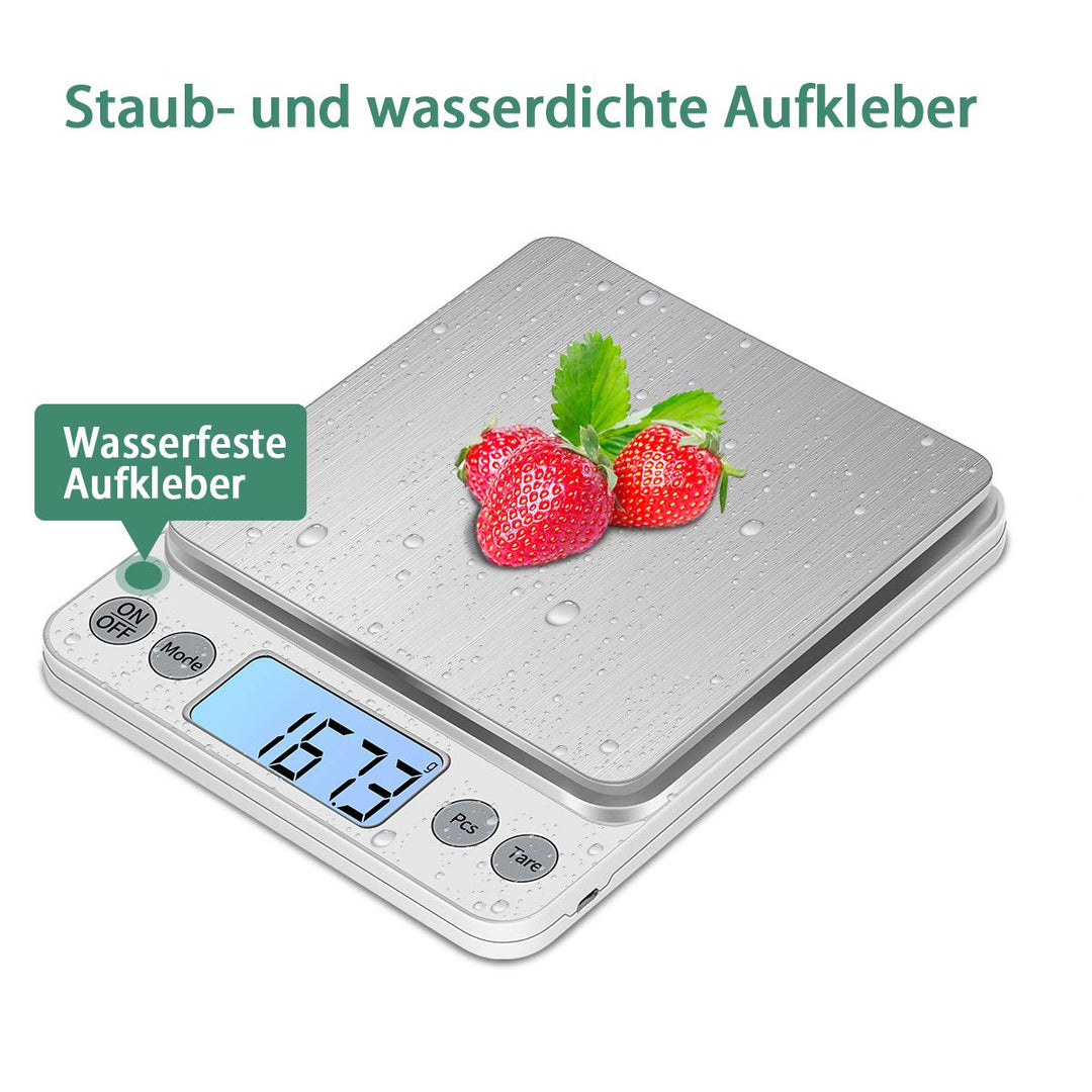 KUBEI Upgrade Gross Digitale Küchenwaage USB Aufladen,5kg/0.1g Hochpräzise Digitalwaage Haushaltswaa