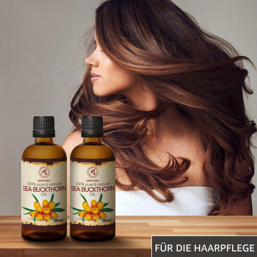 Sanddornöl 200ml - Hippophae Rhamnoides - 2x100ml - Kaltgepresst - Sanddorn Öl - Sea Buckthorn Oil -